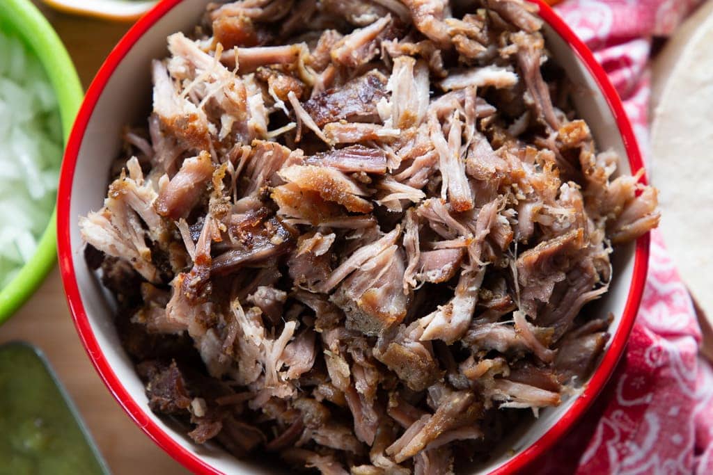 pork shoulder oven baked with cocal cola and shredded for tacos 