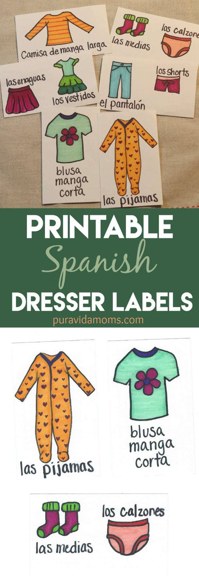 Spanish Dresser Drawer Labels Printable