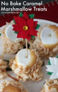 Caramel Marshmallow treats on a serving plate.