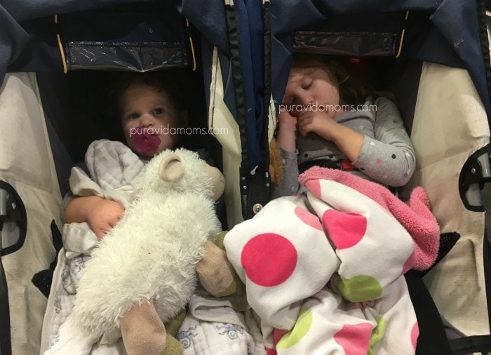 Kids napping in stroller