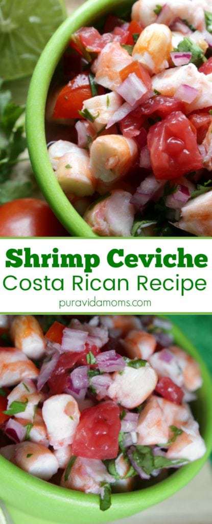 Two separate images of shrimp ceviche.
