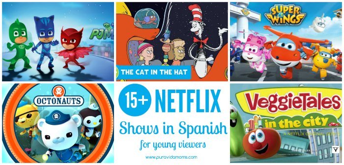 13 favorite Spanish Netflix shows for young children- and instructions for how to change audio and subtitle settings to Spanish in Netflix.