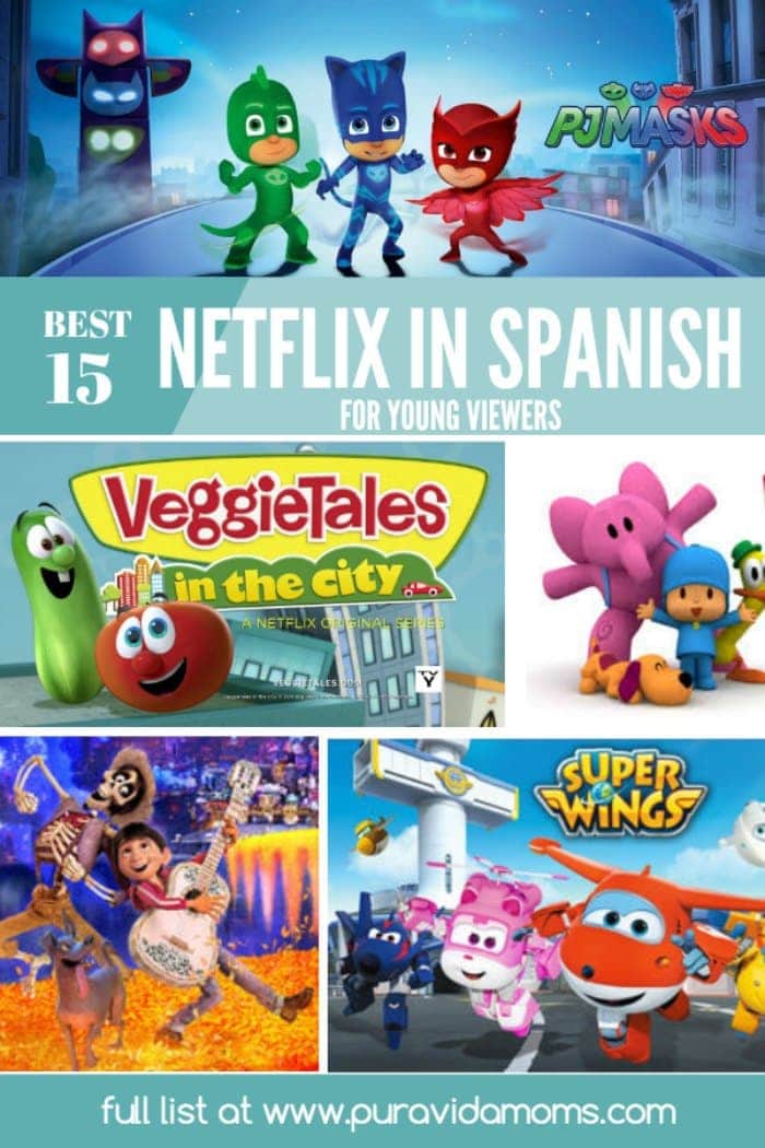 13 favorite Spanish Netflix shows for young children- and instructions for how to change audio and subtitle settings to Spanish in Netflix.