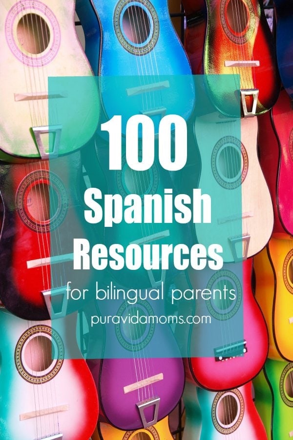 a cover page for 100 Spanish resources for bilingual children.