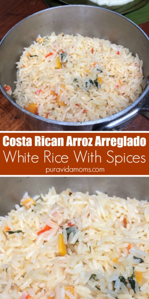 A bowl of Costa Rican white rice with spices.
