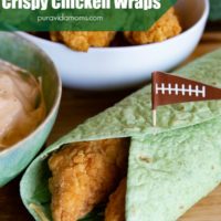buffalo chicken wrap, next to a bowl of the fried chicken and sauce.