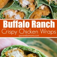 To separate images of buffalo ranch chicken wraps.