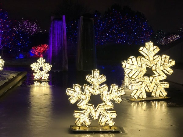 three light up starts with waterfall blossoms of light