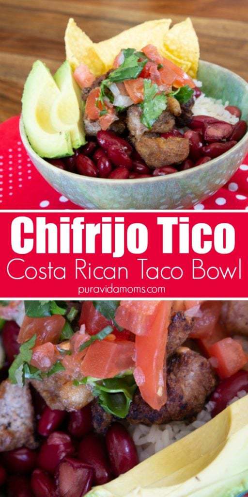Chifrijo Tico with chips in a bowl.