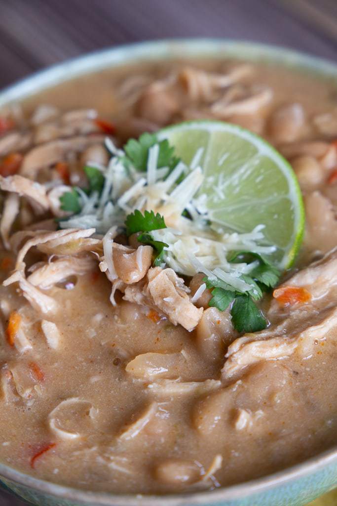 white beans, chicken, lime and cheese