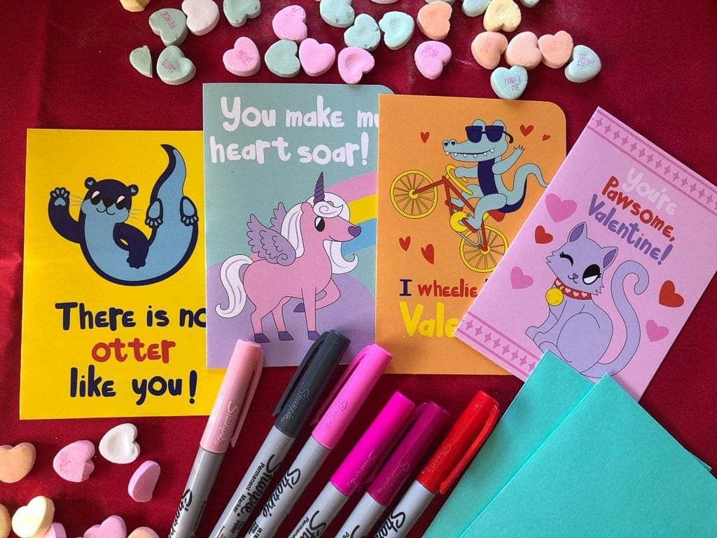 valentine's cards on table