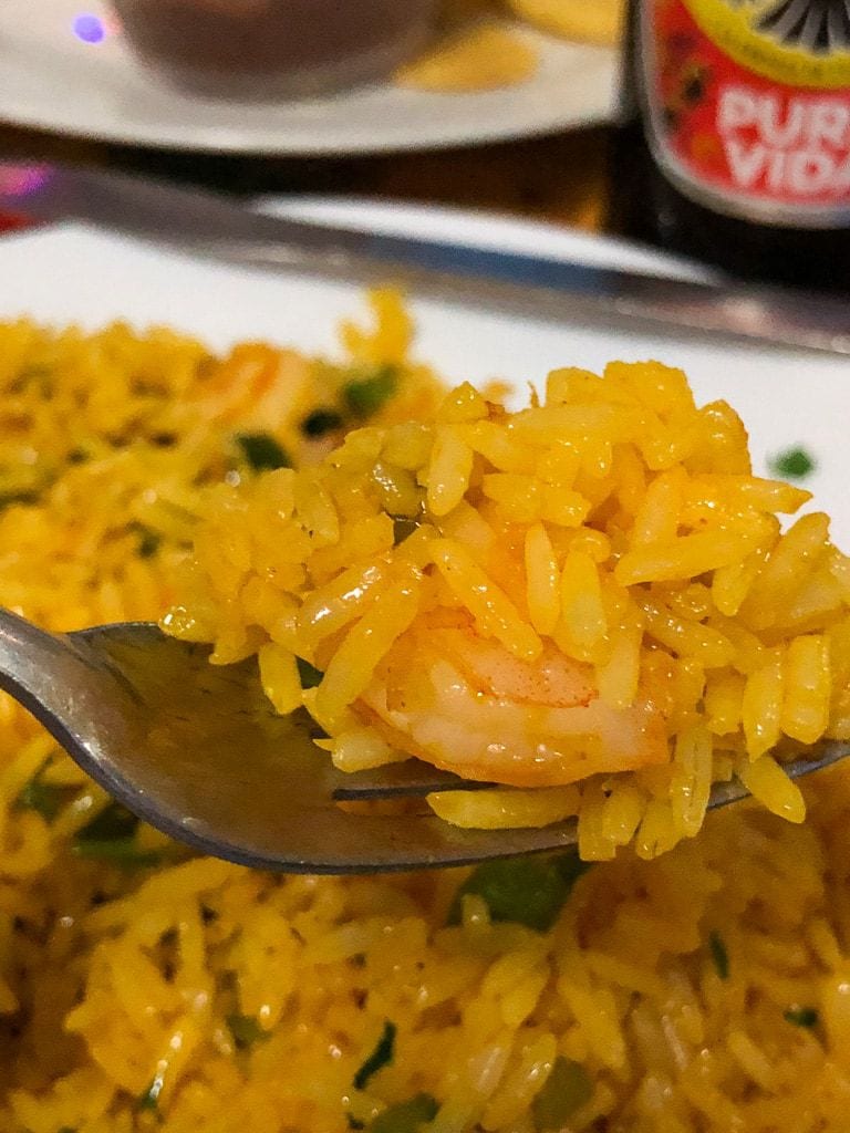 traditional costa rica shrimp and rice in jaco costa rica