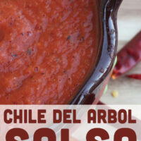 The Chile Del Arbol Salsa in a thick serving dish.