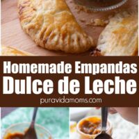 Empanadas with a small jar of the Dulce De Lech on the side.