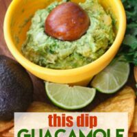 The pit of the avocado in the bowl of guacamole.