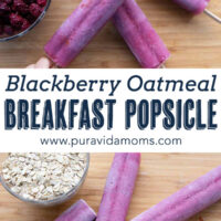 BlackBerry popsicles, with a bowl of dried oatmeal on the side.