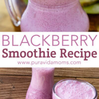 black berry smoothie in a serving glass.