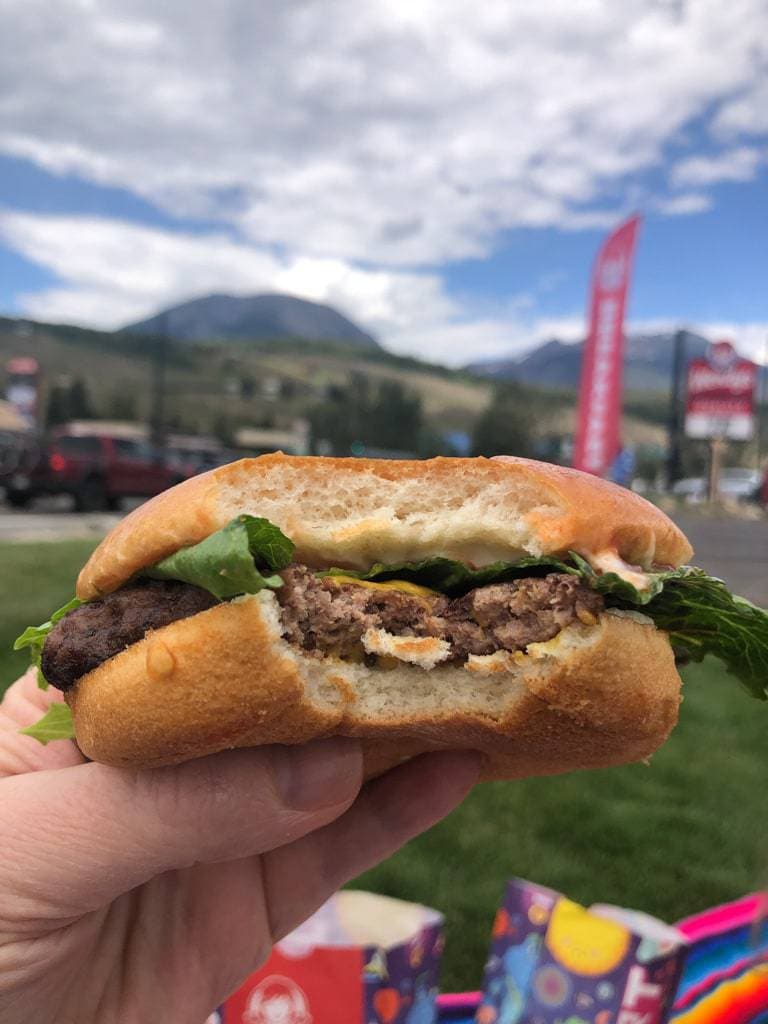 hamburger with mountain view in silverthorne colorado
