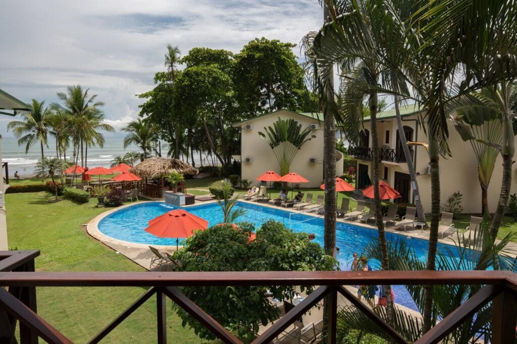 Pool, grounds and ocean access from Hotel Club del Mar Jaco Beach Costa Rica