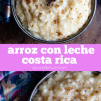 two bowls of fresh costa riacn arroz con leche with pastel scarves.