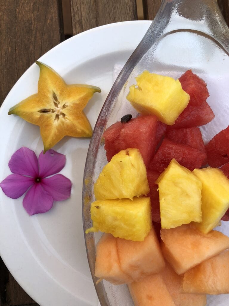starfruit, pineapple and melon costa rican fruit salad.