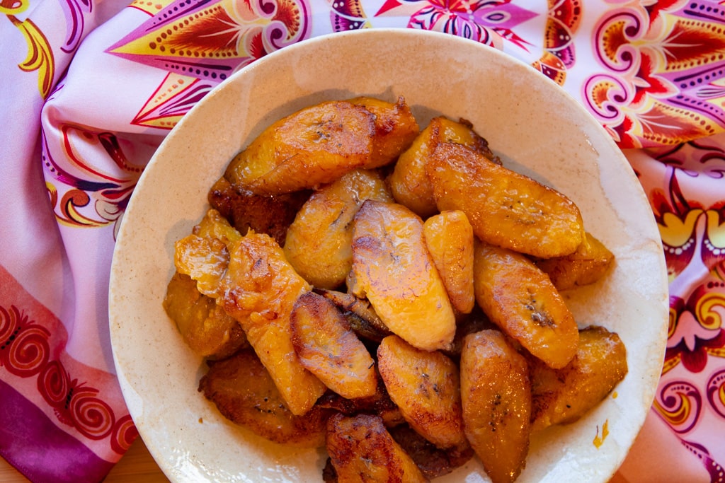 plantains in a white bowl