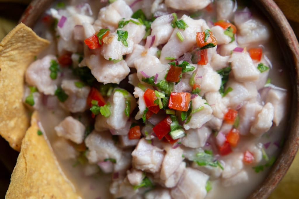 Fish Ceviche in a serving dish.